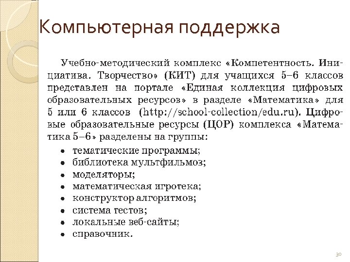 Компьютерная поддержка 30 