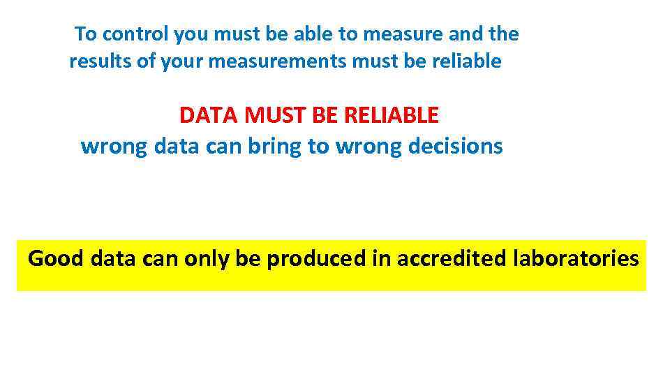 To control you must be able to measure and the results of your measurements