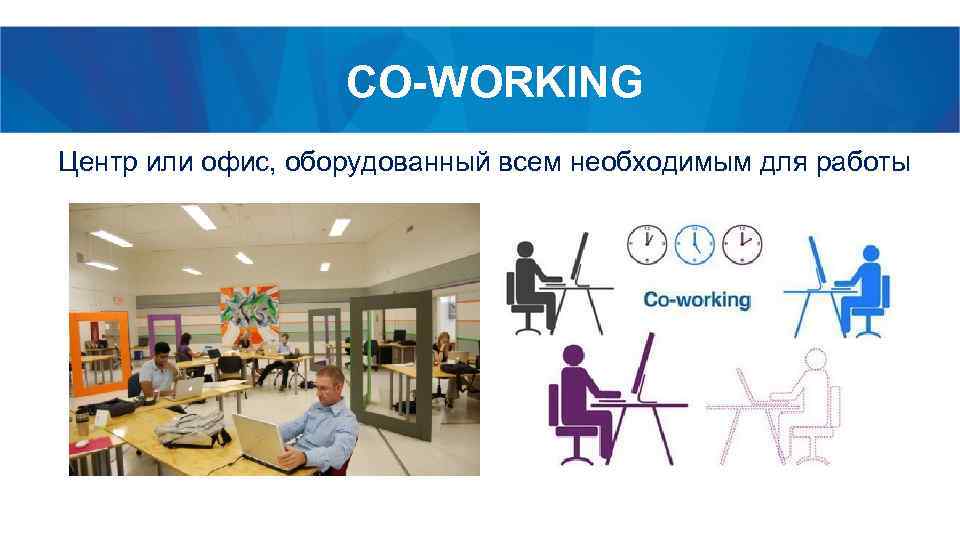 CO-WORKING Центр или офис, оборудованный всем необходимым для работы 