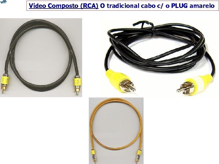 Vídeo Composto (RCA) O tradicional cabo c/ o PLUG amarelo 