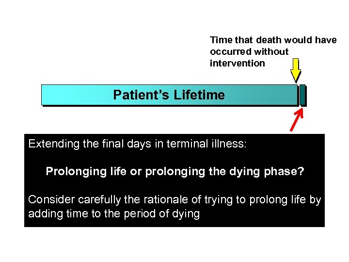 Time that death would have occurred without intervention Patient’s Lifetime Extending the final days