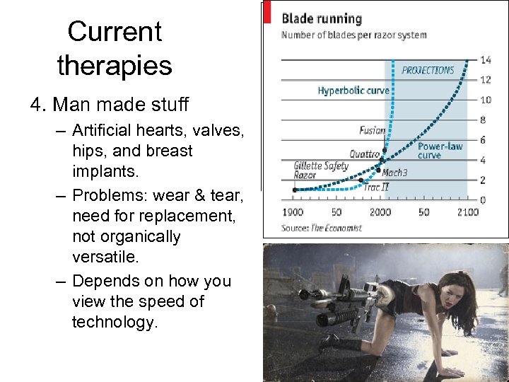 Current therapies 4. Man made stuff – Artificial hearts, valves, hips, and breast implants.