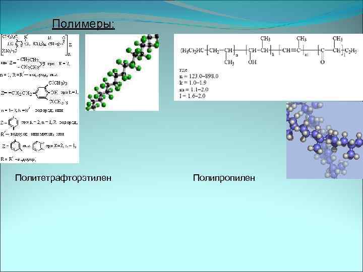 Полимеры: Политетрафторэтилен Полипропилен 