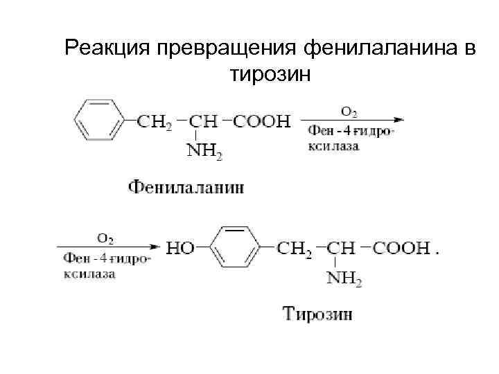 Реакция превращения фенилаланина в тирозин 