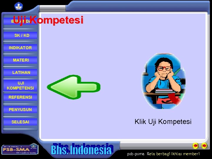 Uji Kompetesi BERANDA SK / KD INDIKATOR MATERI LATIHAN UJI KOMPETENSI REFERENSI PENYUSUN SELESAI