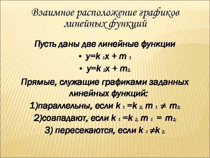 Взаимное расположение графиков линейных функций 7 класс презентация