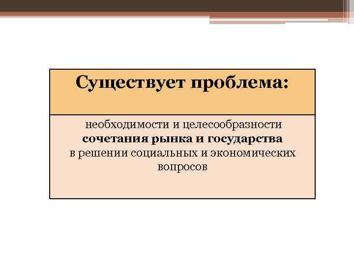 Существует проблема: необходимости и целесообразности сочетания рынка и государства в решении социальных и экономических