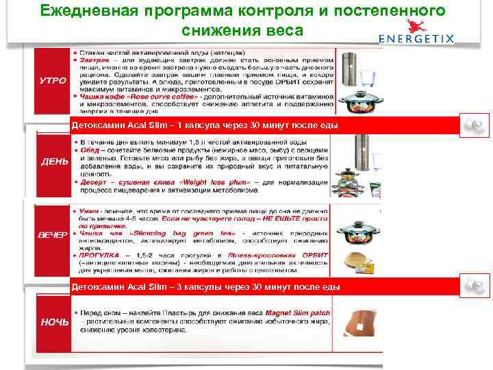 Ежедневная программа контроля и постепенного снижения веса Детоксамин Acai Slim – 1 капсула через