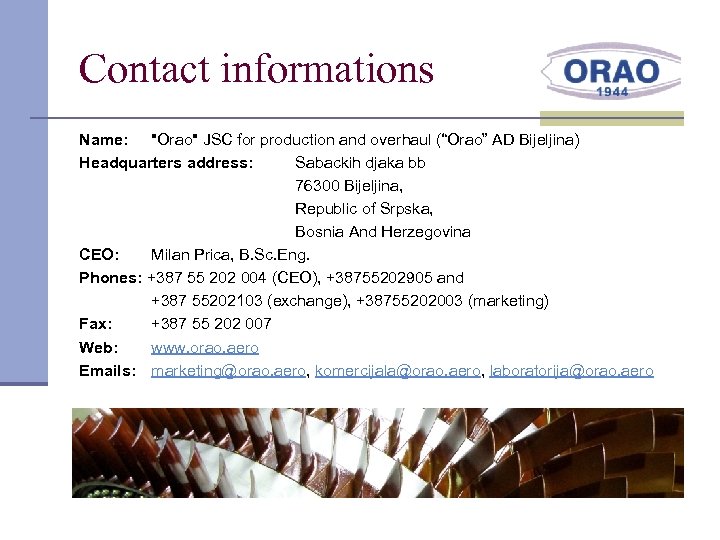 Contact informations Name: 