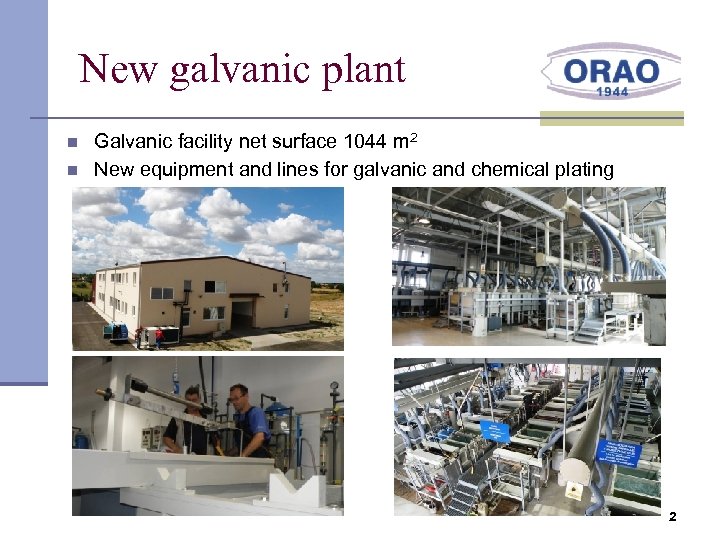 New galvanic plant n n Galvanic facility net surface 1044 m 2 New equipment