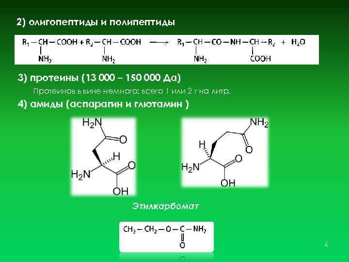 2) олигопептиды и полипептиды 3) протеины (13 000 – 150 000 Да) Протеинов в