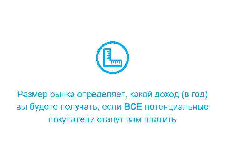 Размер рынка определяет, какой доход (в год) вы будете получать, если ВСЕ потенциальные покупатели
