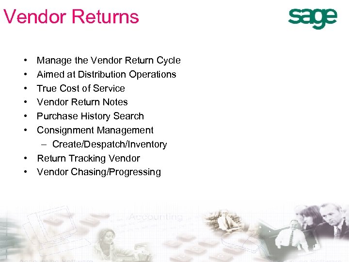 Vendor Returns • • • Manage the Vendor Return Cycle Aimed at Distribution Operations