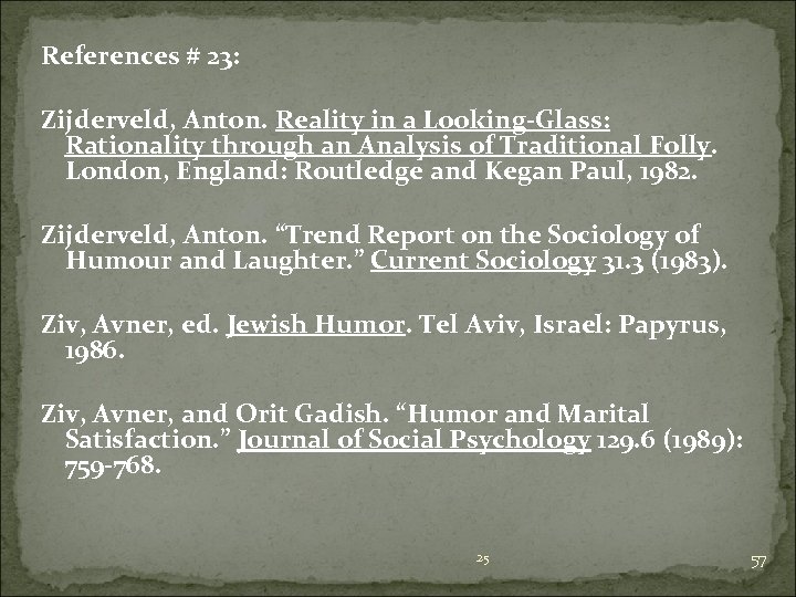 References # 23: Zijderveld, Anton. Reality in a Looking-Glass: Rationality through an Analysis of