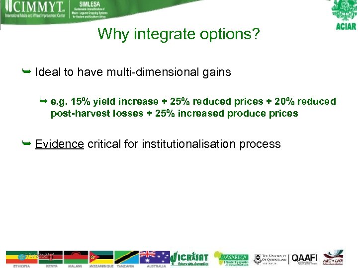 Why integrate options? Ideal to have multi-dimensional gains e. g. 15% yield increase +