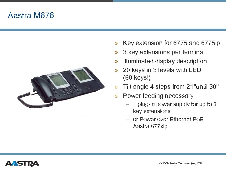 Aastra M 676 » » Key extension for 6775 and 6775 ip 3 key