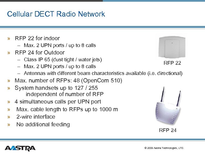 Cellular DECT Radio Network » RFP 22 for indoor – Max. 2 UPN ports
