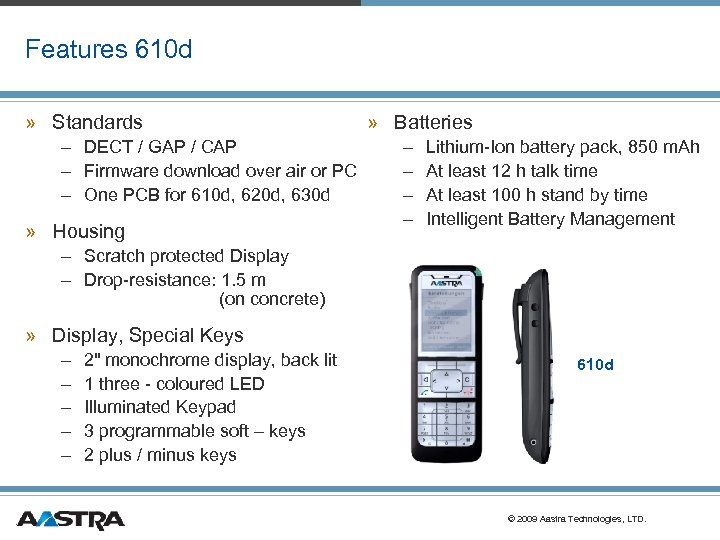Features 610 d » Standards – DECT / GAP / CAP – Firmware download