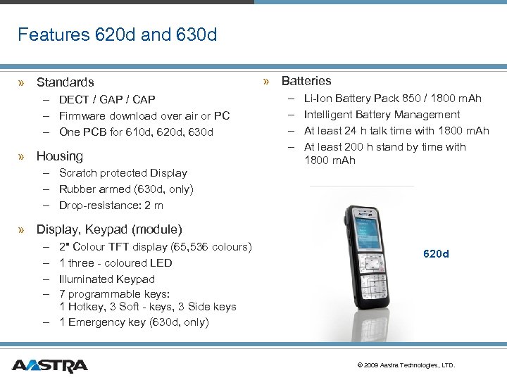 Features 620 d and 630 d » Standards – DECT / GAP / CAP