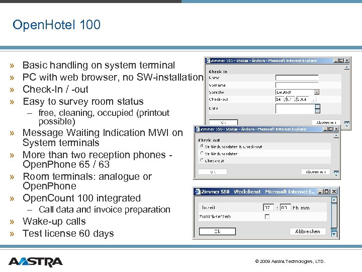 Open. Hotel 100 » » Basic handling on system terminal PC with web browser,