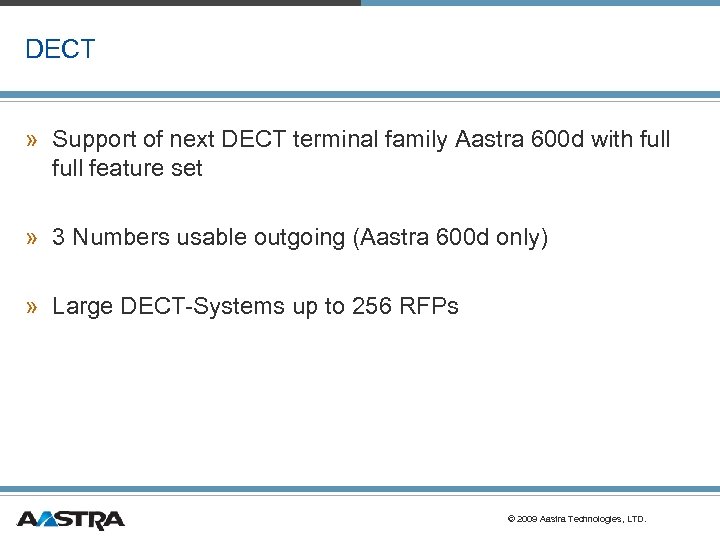 DECT » Support of next DECT terminal family Aastra 600 d with full feature
