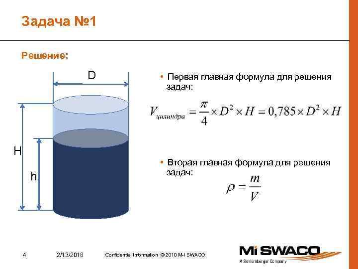 Задача № 1 Решение: D H • Вторая главная формула для решения задач: h