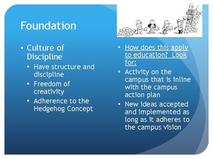 Foundation • Culture of Discipline • Have structure and discipline • Freedom of creativity