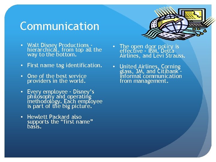 Communication • Walt Disney Productions hierarchical, from top all the way to the bottom.