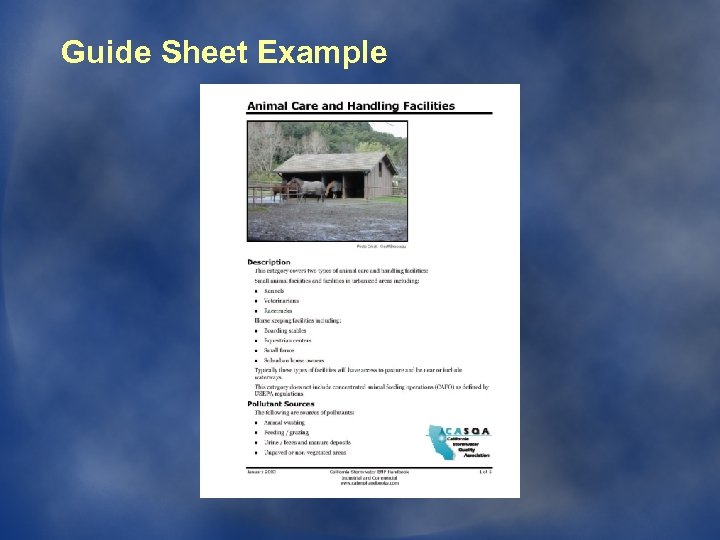 Guide Sheet Example 