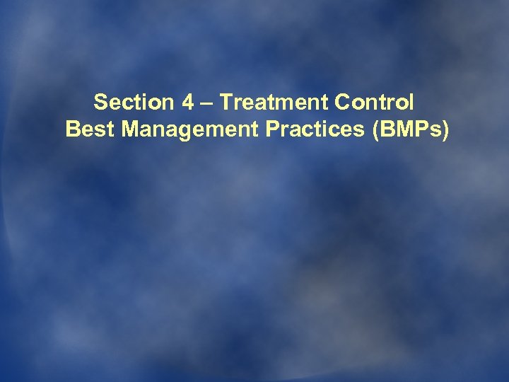 Section 4 – Treatment Control Best Management Practices (BMPs) 