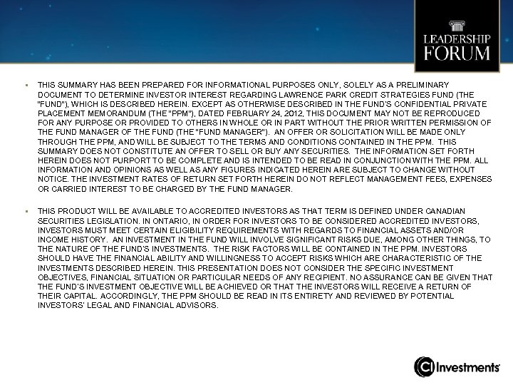  • THIS SUMMARY HAS BEEN PREPARED FOR INFORMATIONAL PURPOSES ONLY, SOLELY AS A