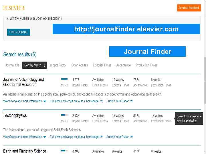 http: //journalfinder. elsevier. com Journal Finder 