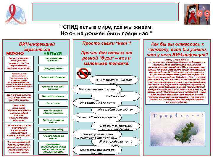 “СПИД есть в мире, где мы живем. Но он не должен быть среди нас.