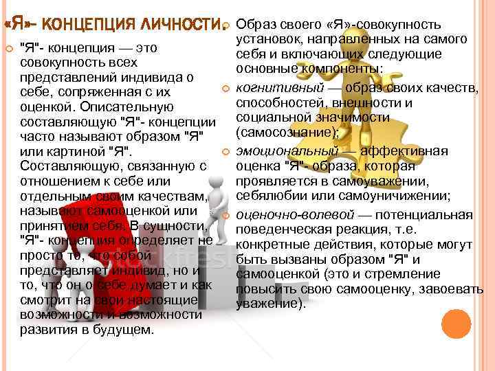  «Я» - КОНЦЕПЦИЯ ЛИЧНОСТИ Образ своего «Я» -совокупность. 