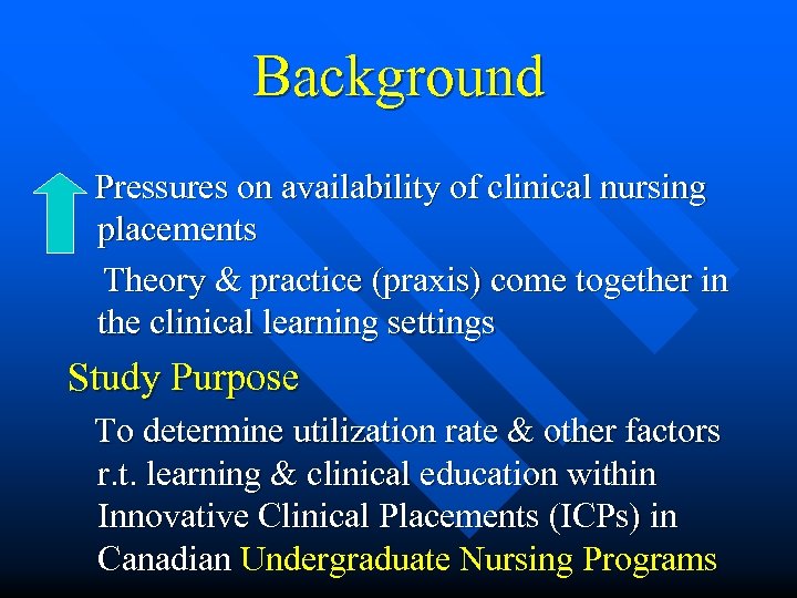 Background Pressures on availability of clinical nursing placements Theory & practice (praxis) come together
