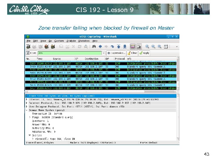 CIS 192 - Lesson 9 Zone transfer failing when blocked by firewall on Master