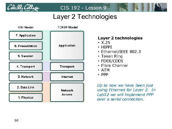 CIS 192 - Lesson 9 Layer 2 Technologies Layer 2 technologies • X. 25