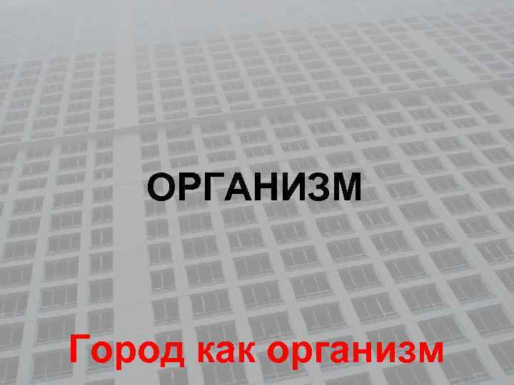 ОРГАНИЗМ Город как организм 