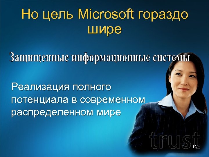 Но цель Microsoft гораздо шире Реализация полного потенциала в современном распределенном мире 12 