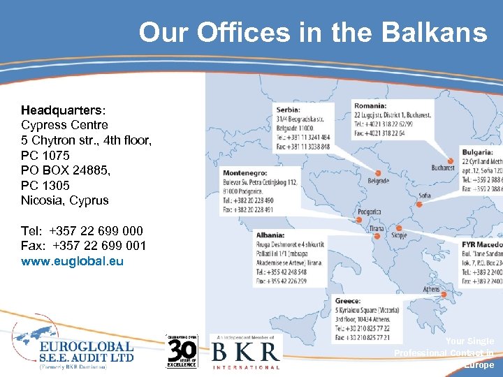 Our Offices in the Balkans Headquarters: Cypress Centre 5 Chytron str. , 4 th