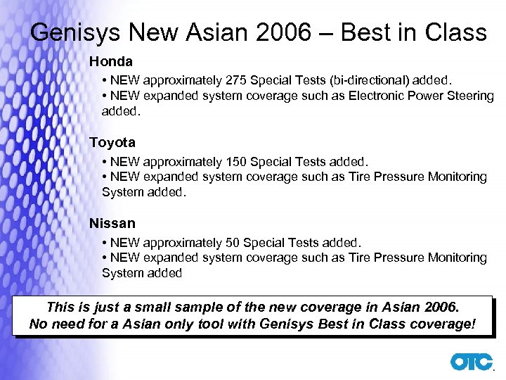 Genisys New Asian 2006 – Best in Class Honda • NEW approximately 275 Special