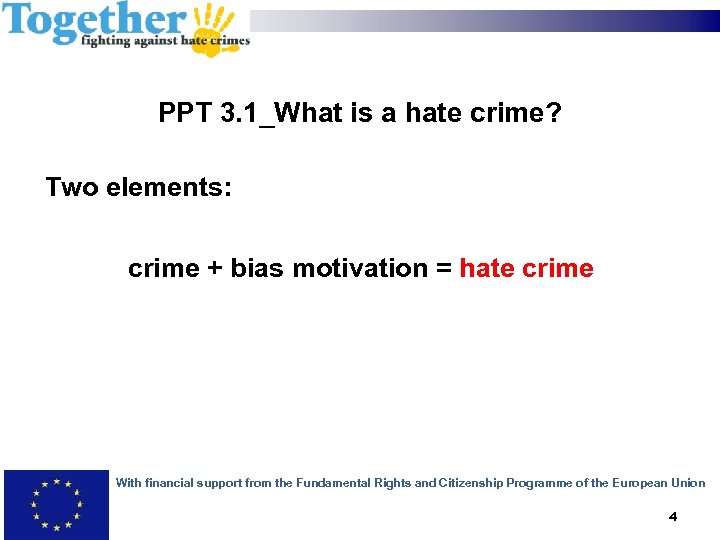 PPT 3. 1_What is a hate crime? Two elements: crime + bias motivation =