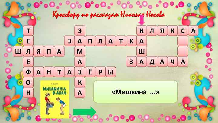 Кроссворд по рассказам Николая Носова Т З К Л Я К С А Е