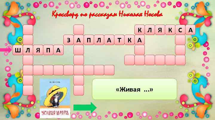 Кроссворд по рассказам Николая Носова К Л Я К С А З А П
