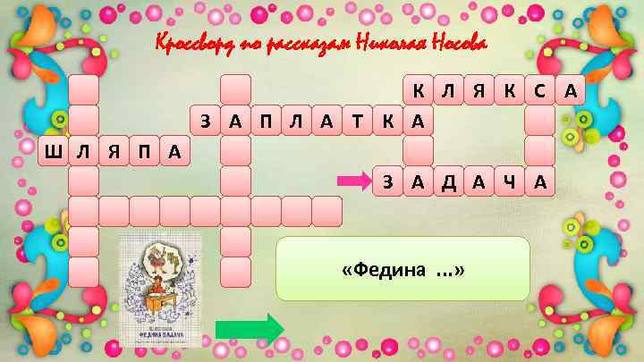 Кроссворд по рассказам Николая Носова К Л Я К С А З А П