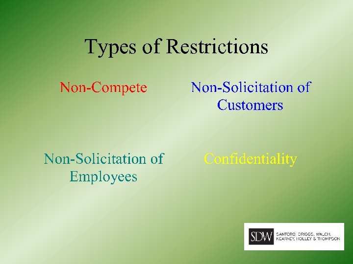 Types of Restrictions 
