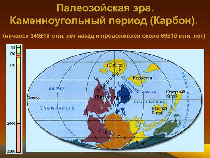 Палеозойская эра. Каменноугольный период (Карбон). (начался 345± 10 млн. лет назад и продолжался около