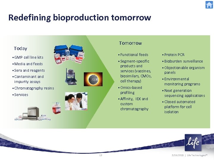 Redefining bioproduction tomorrow Today • Functional feeds • Media and feeds • Sera and