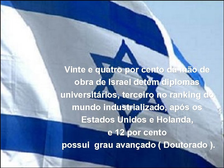 Vinte e quatro por cento da mão de obra de Israel detém diplomas universitários,