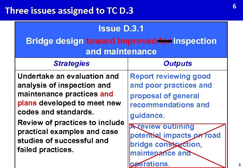 6 Three issues assigned to TC D. 3 Issue D. 3. 1 Bridge design